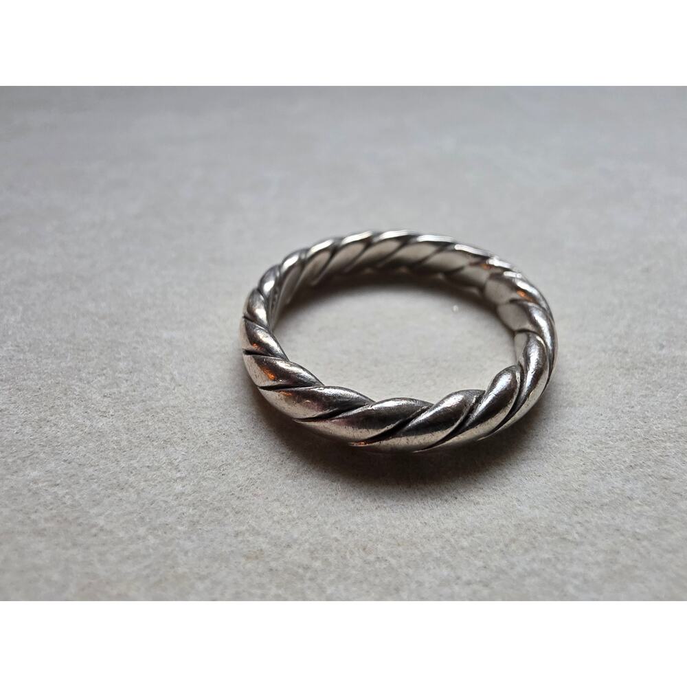 Vintage Mexico 925 Sterling Silver Twisted Rope Band Ring Handcrafted Size 9 - Picture 2 of 5